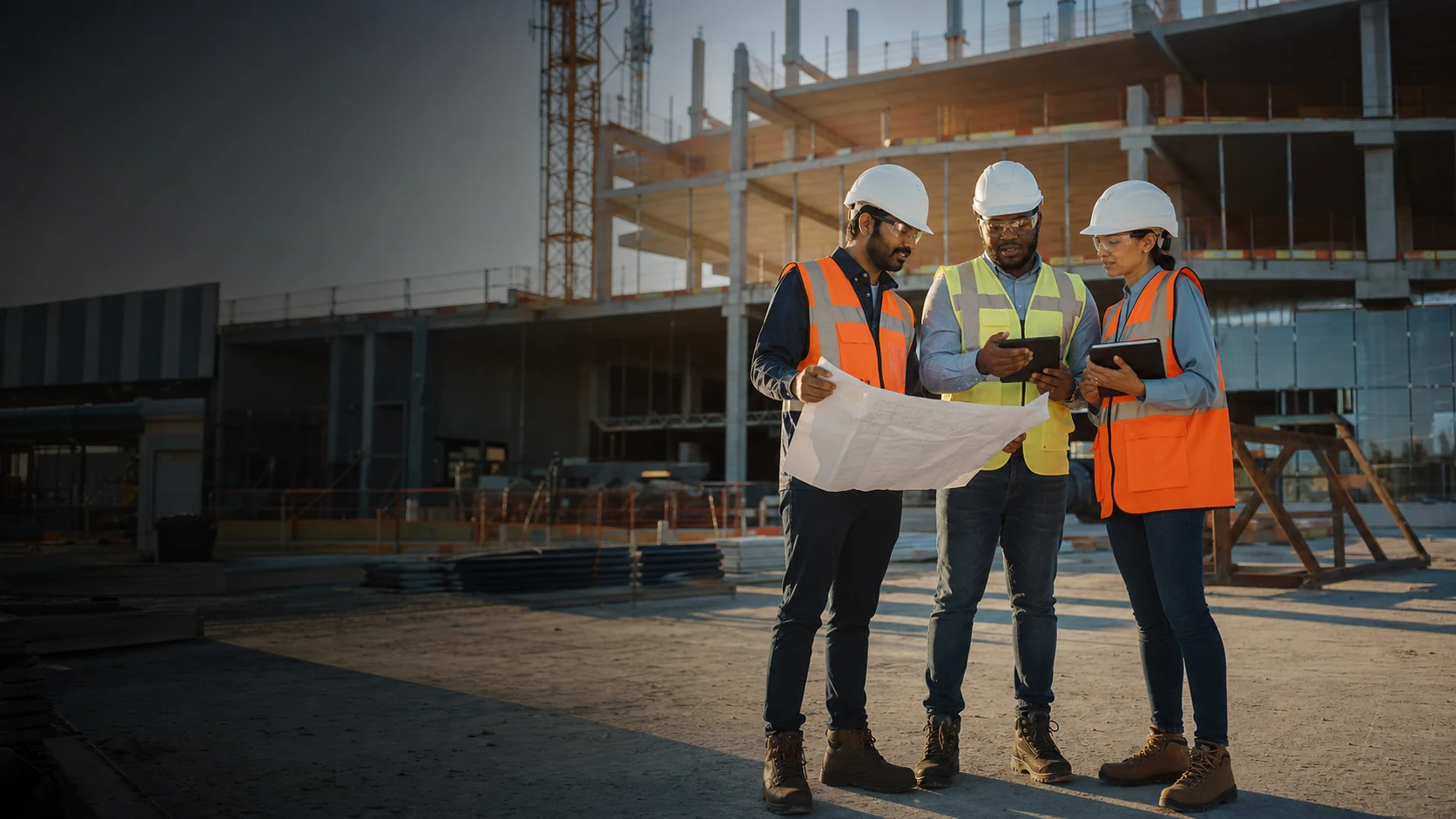 Viraya construction managers coordinating work on an active project site