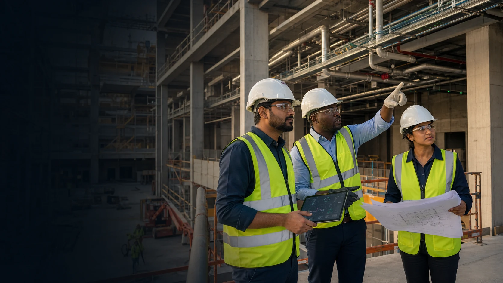 Viraya project management and supervision team inspecting coordinated construction work