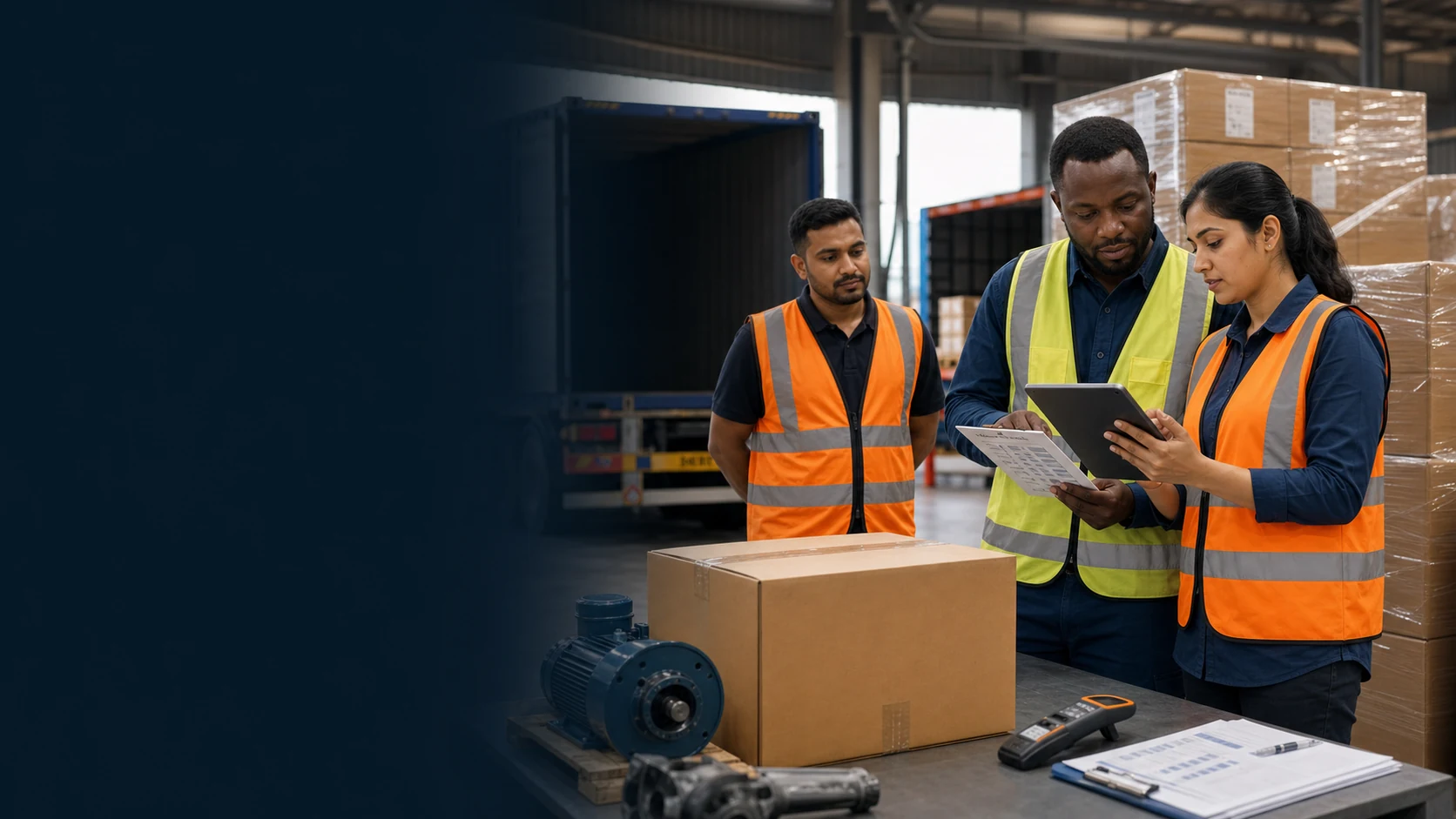 Viraya quality specialists inspecting protected cargo and verifying requirements