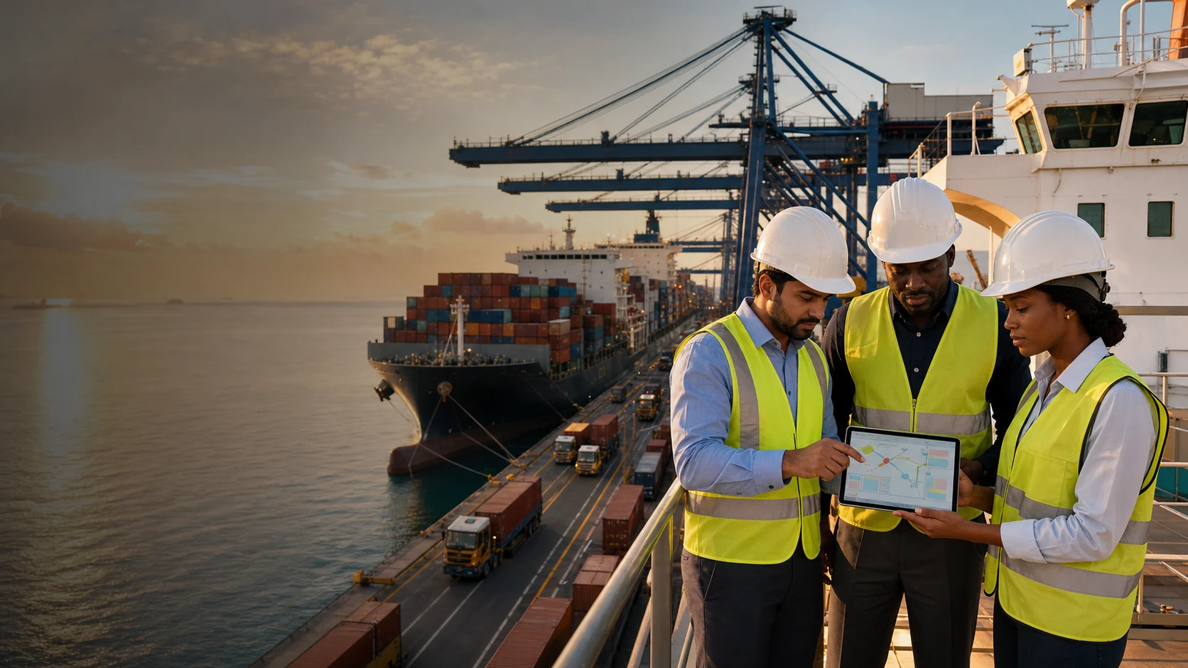 Viraya team coordinating a container vessel and port operations