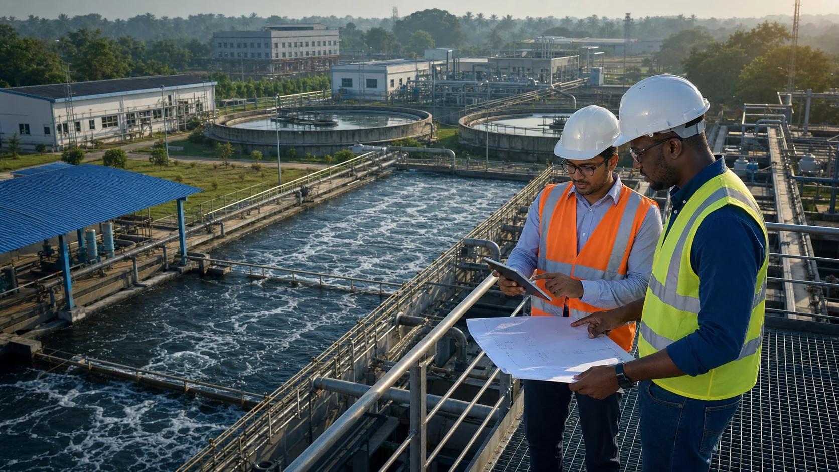 Wastewater aeration basins, clarifiers and engineering inspection
